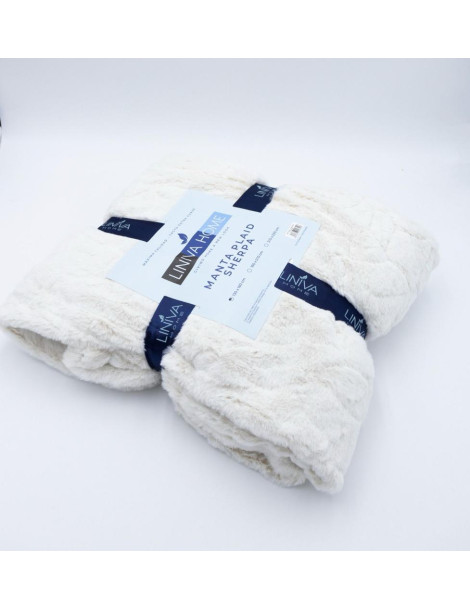 Manta Plaid Sherpa Branco 130x160