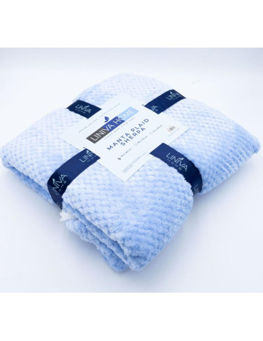 Manta Plaid Sherpa Azul 130x160