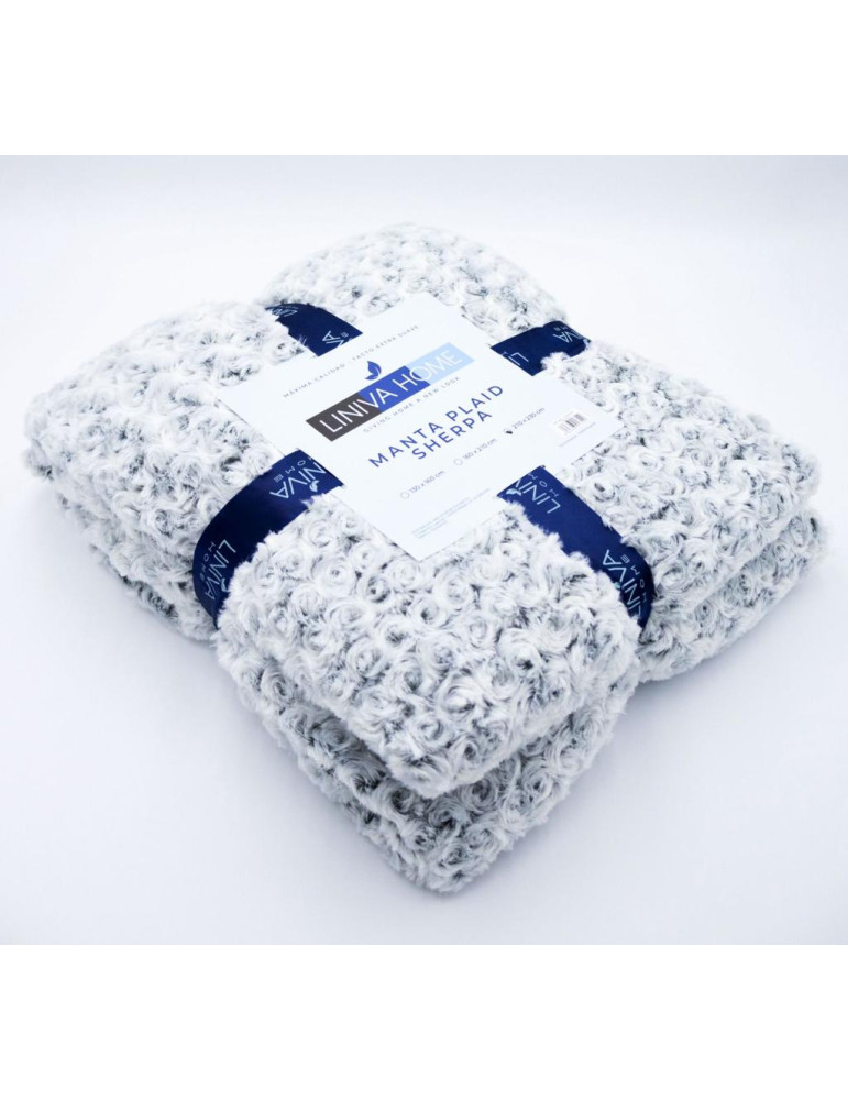 Manta Plaid Sherpa Cinza Claro 210x230