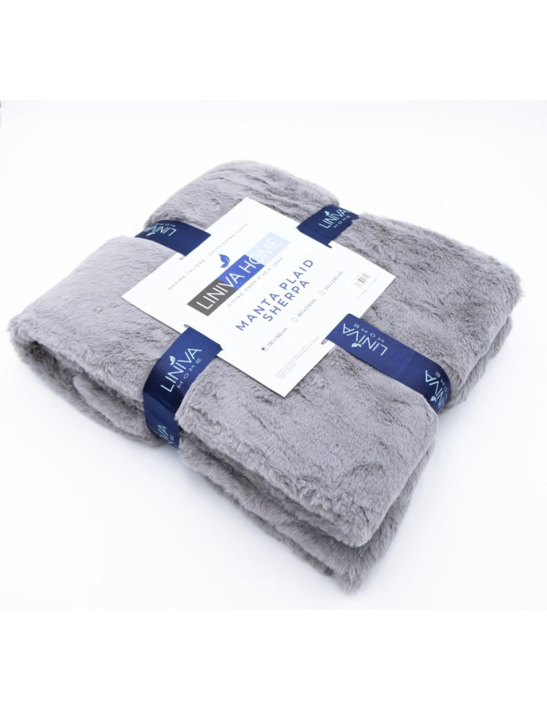Manta Plaid Sherpa Cinza Escuro 130x160